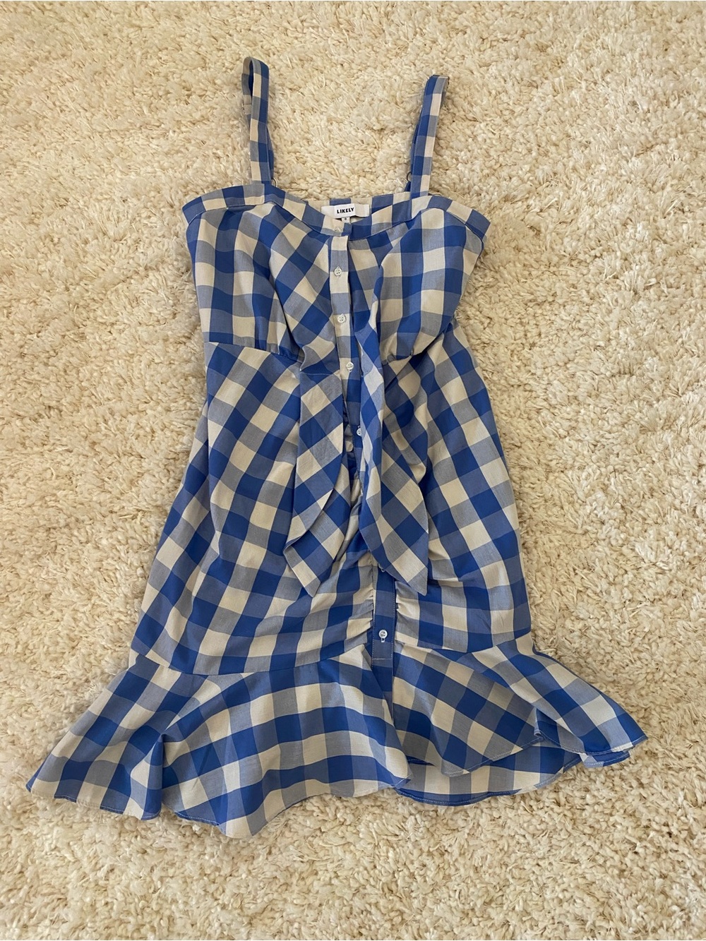 Likely Blue and White Minka Gingham Sundress